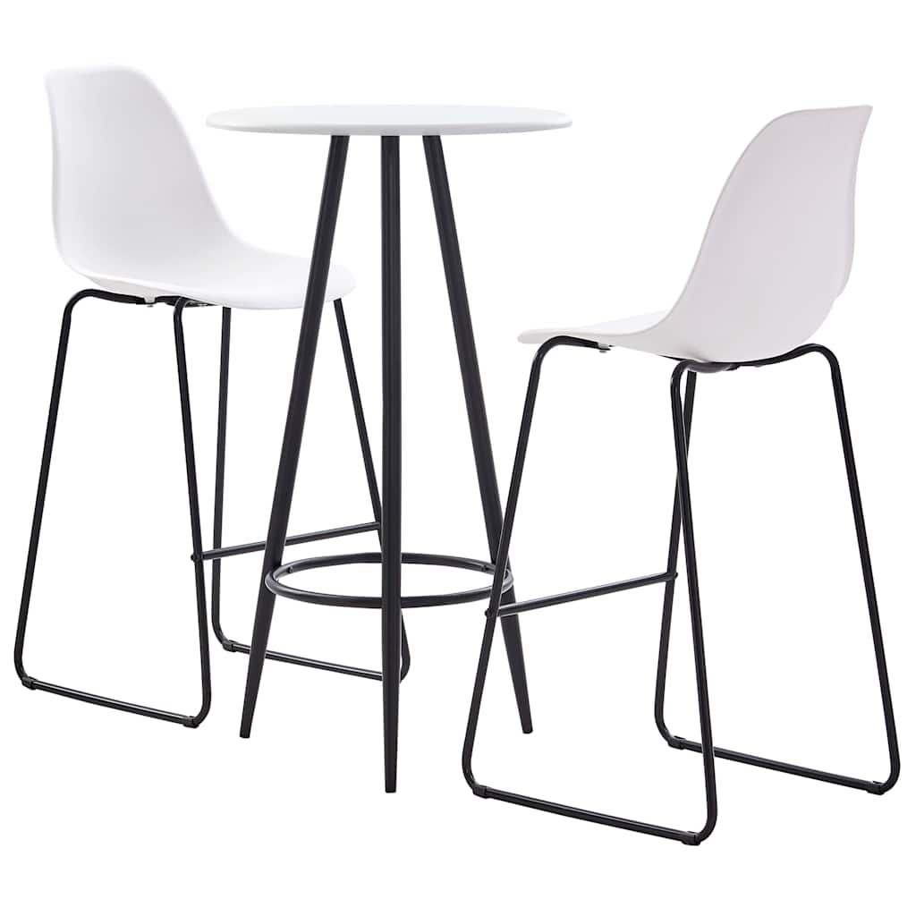 3 Piece Bar Set Plastic White