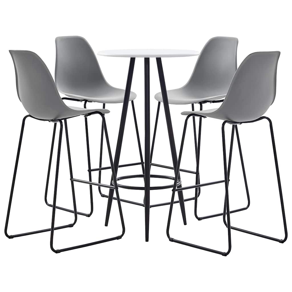 5 Piece Bar Set Plastic Grey