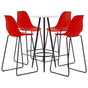 5 Piece Bar Set Plastic Red