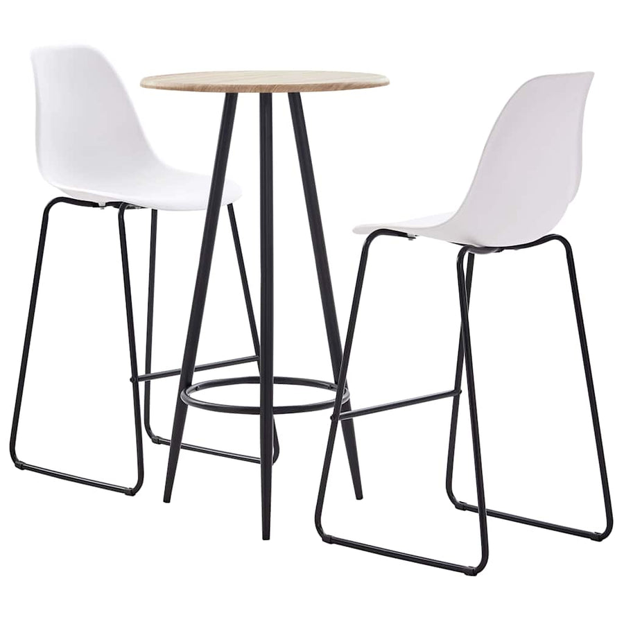 3 Piece Bar Set Plastic White