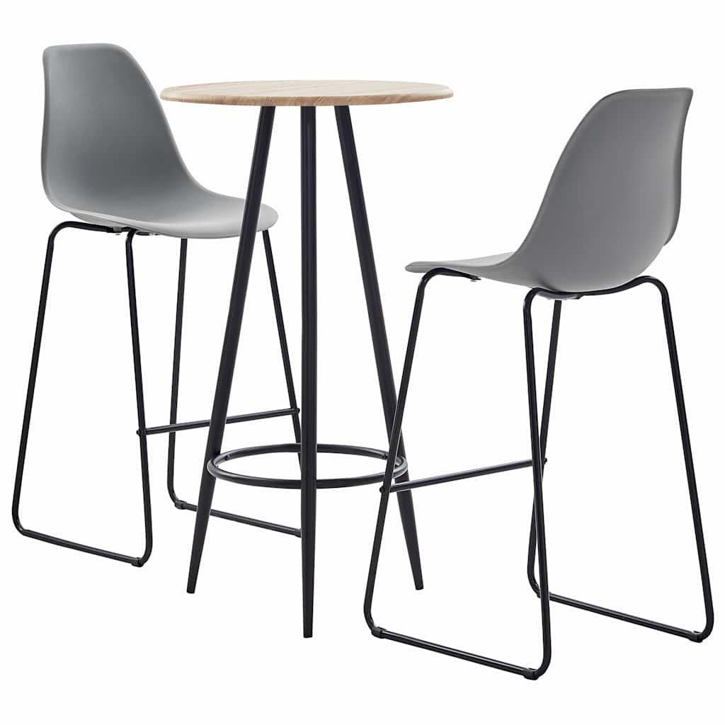 3 Piece Bar Set Plastic Grey