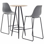 3 Piece Bar Set Plastic Grey