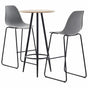 3 Piece Bar Set Plastic Grey