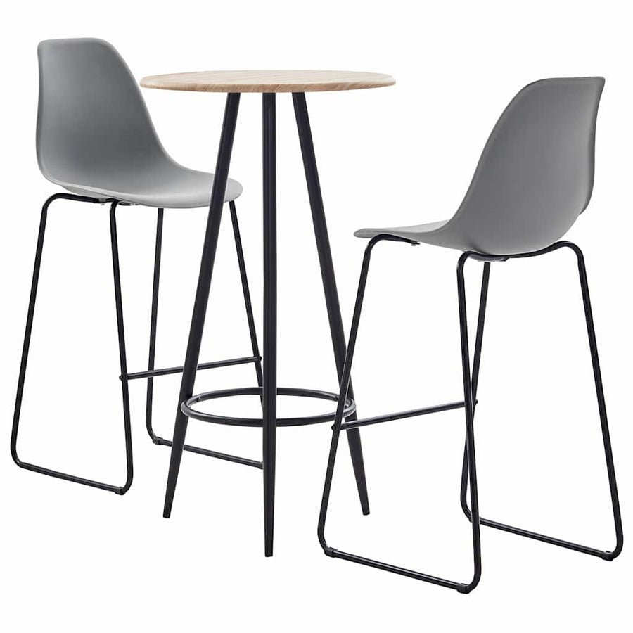 3 Piece Bar Set Plastic Grey