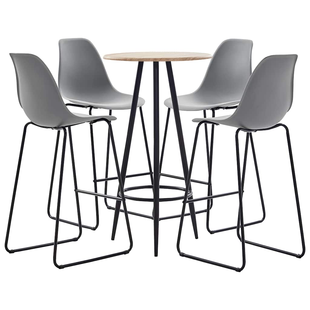 5 Piece Bar Set Plastic Grey