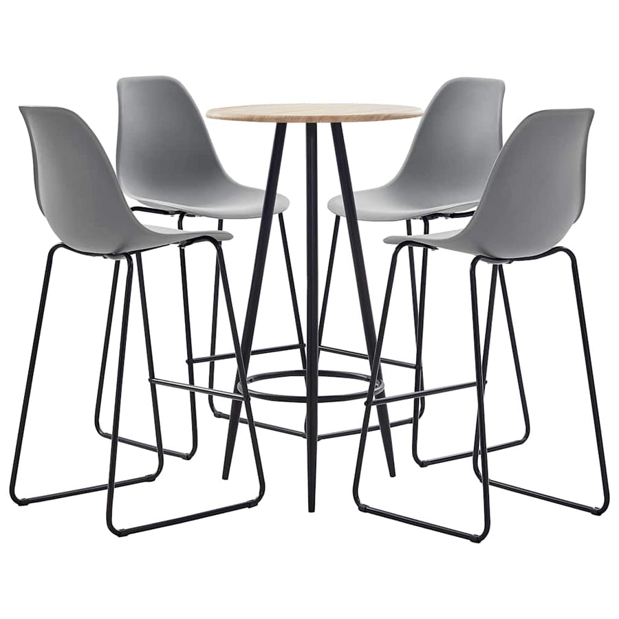 5 Piece Bar Set Plastic Grey