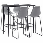 5 Piece Bar Set Plastic Grey