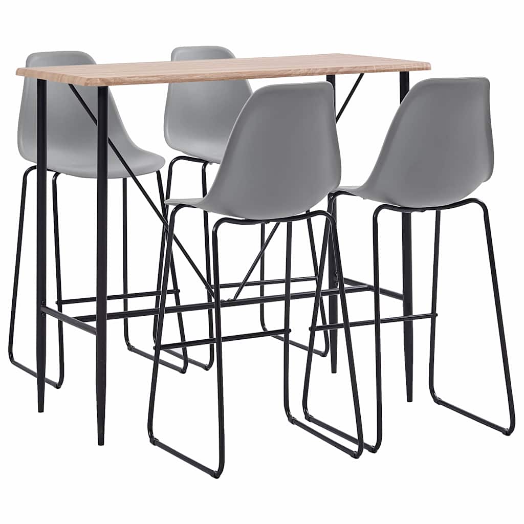 5 Piece Bar Set Plastic Grey