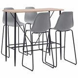 5 Piece Bar Set Plastic Grey