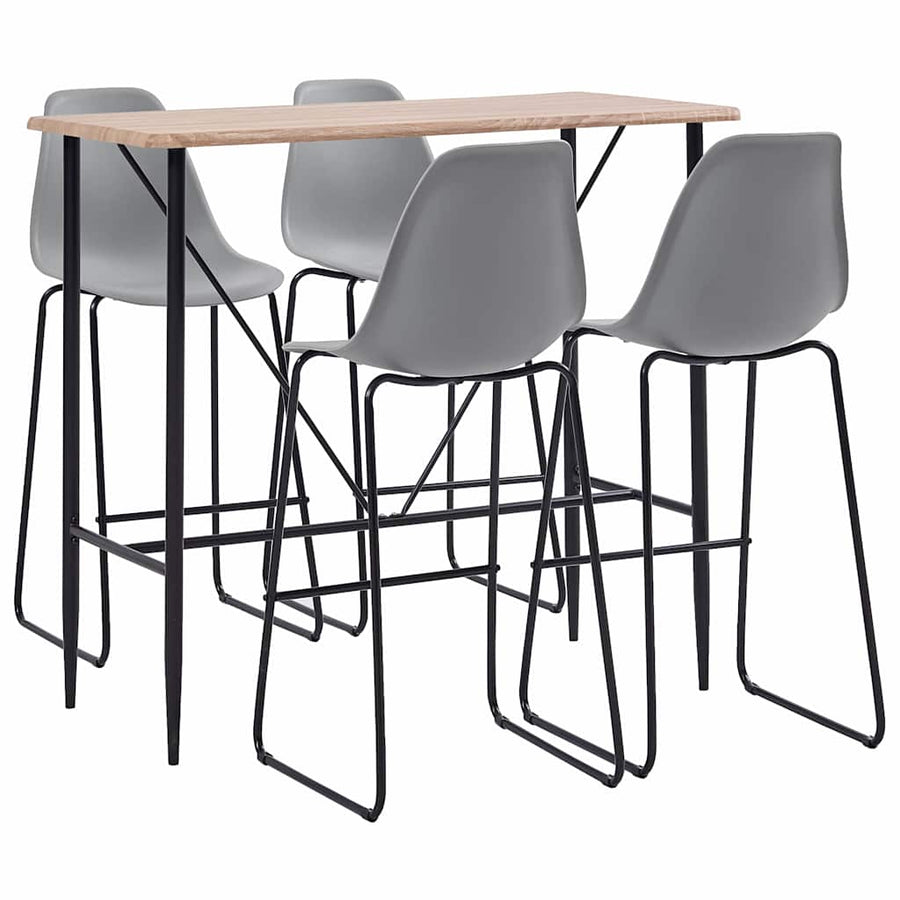 5 Piece Bar Set Plastic Grey