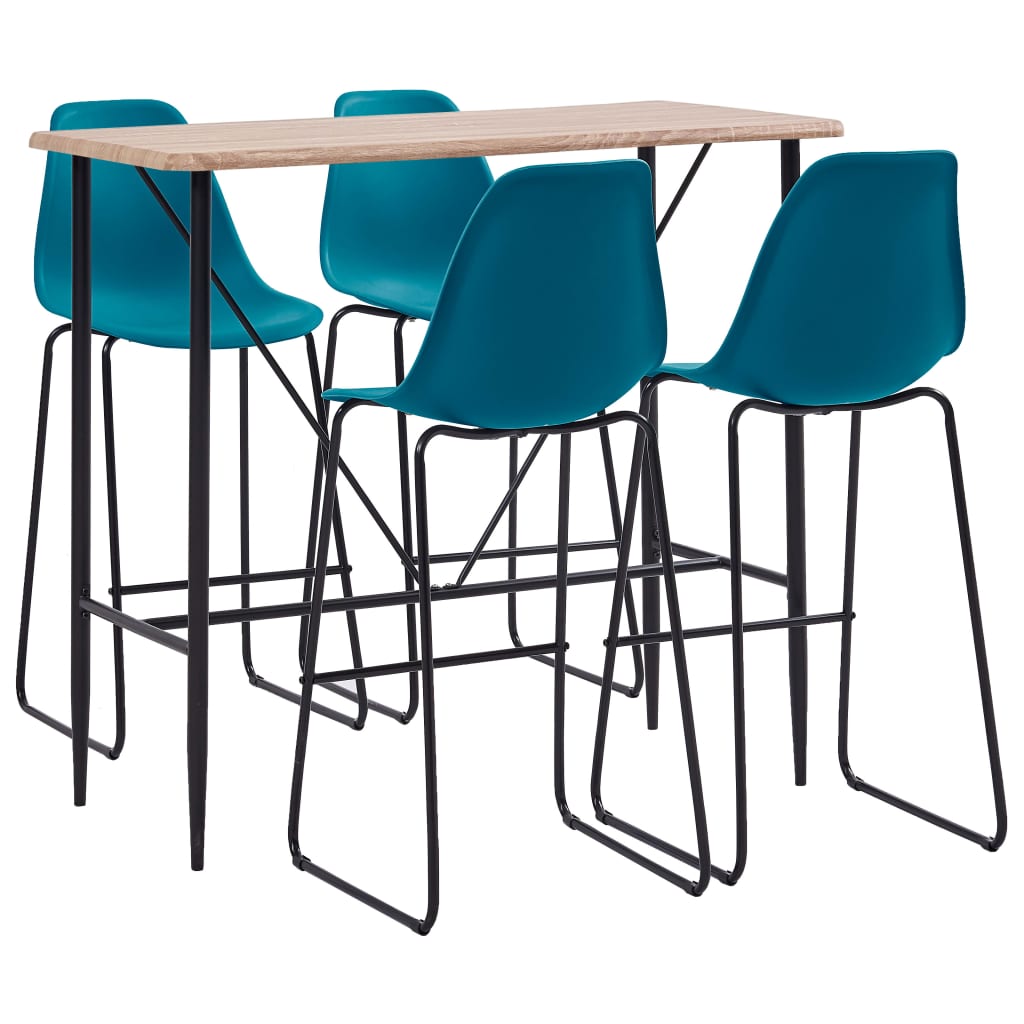 5 Piece Bar Set Plastic Turquoise