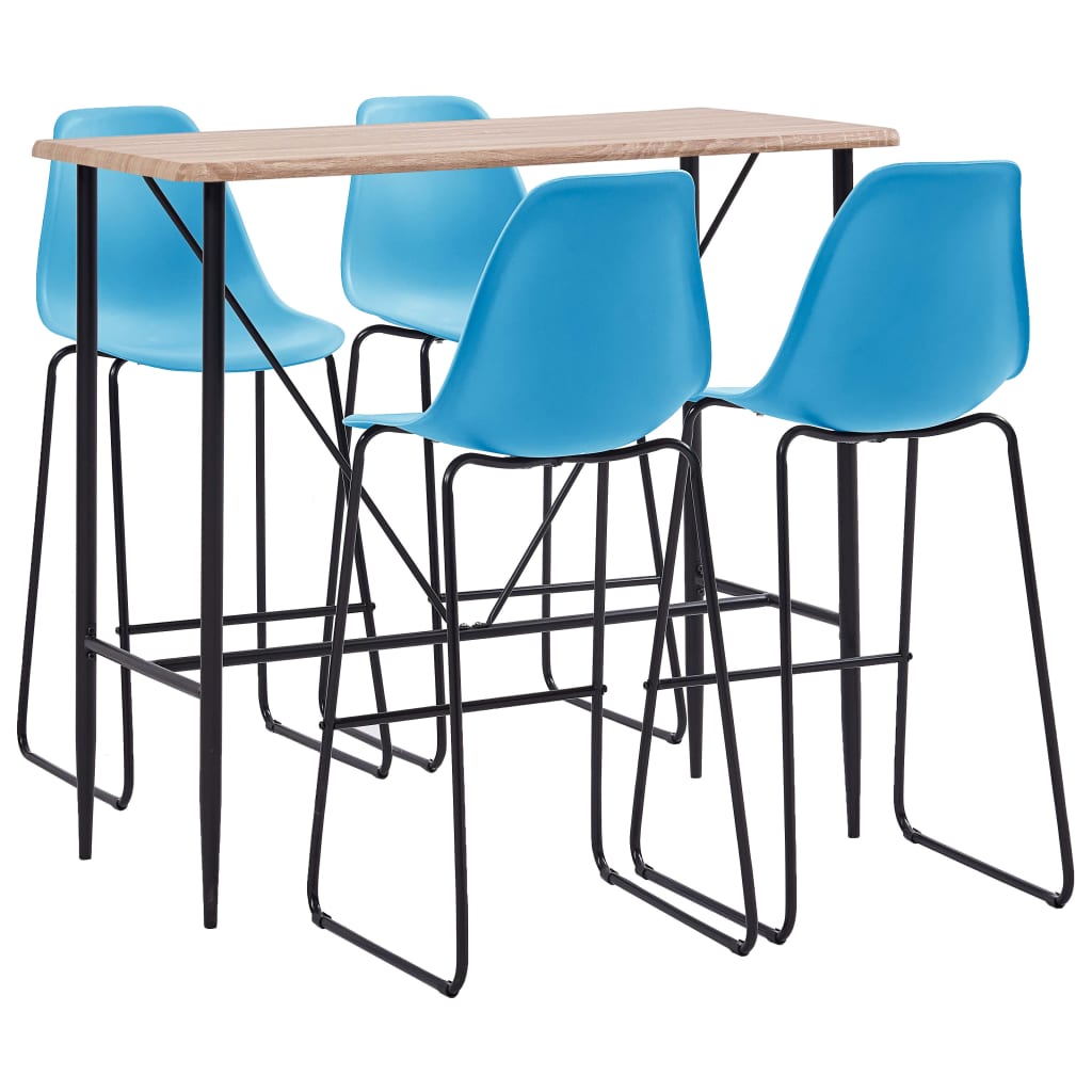 5 Piece Bar Set Plastic Blue