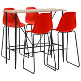 5 Piece Bar Set Plastic Red