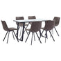 7 Piece Dining Set Brown Faux Leather