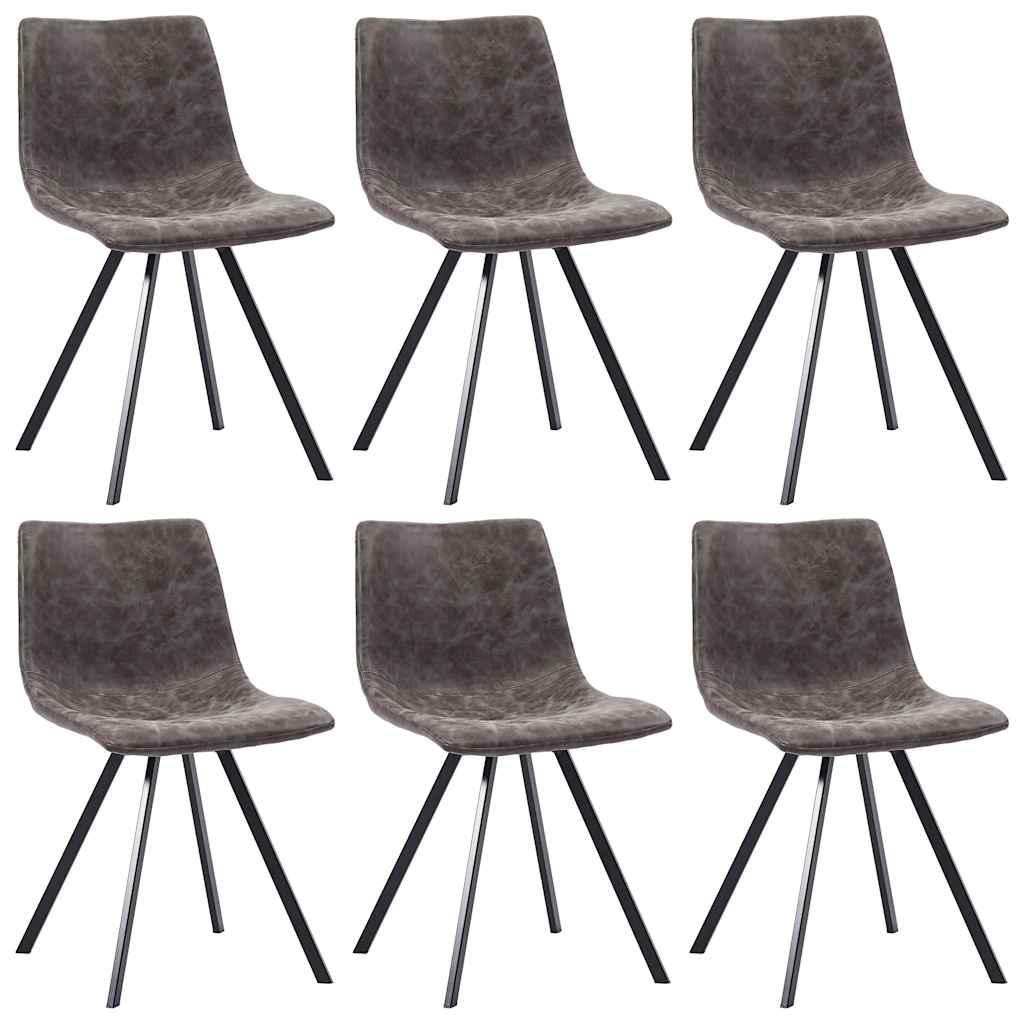 7 Piece Dining Set Brown Faux Leather