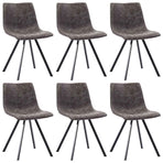 7 Piece Dining Set Brown Faux Leather