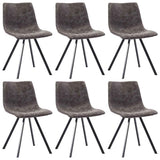7 Piece Dining Set Brown Faux Leather - Close-Up Angle