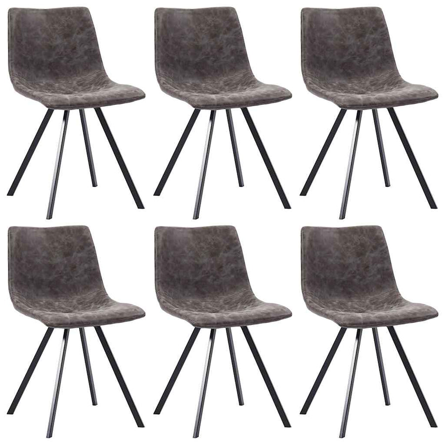 7 Piece Dining Set Brown Faux Leather