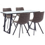 5 Piece Dining Set Brown Faux Leather
