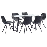7 Piece Dining Set Black Faux Leather