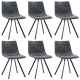 7 Piece Dining Set Black Faux Leather - Close-Up Angle