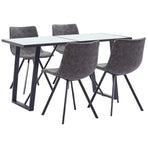 5 Piece Dining Set Grey Faux Leather
