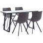 5 Piece Dining Set Grey Faux Leather