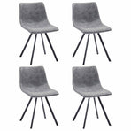 5 Piece Dining Set Grey Faux Leather