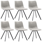 7 Piece Dining Set Light Grey Faux Leather
