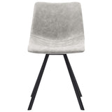 7 Piece Dining Set Light Grey Faux Leather