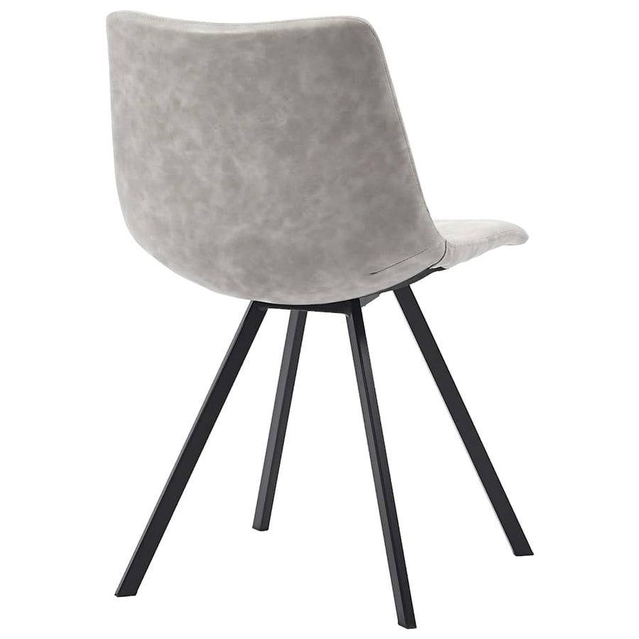 5 Piece Dining Set Light Grey Faux Leather