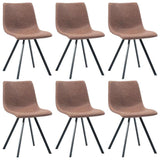 7 Piece Dining Set Medium Brown Faux Leather - Close-Up Angle