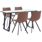 5 Piece Dining Set Medium Brown Faux Leather