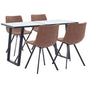 5 Piece Dining Set Medium Brown Faux Leather
