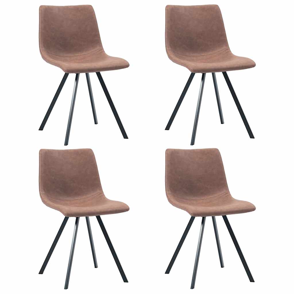 5 Piece Dining Set Medium Brown Faux Leather