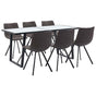 7 Piece Dining Set Brown Faux Leather