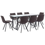 9 Piece Dining Set Brown Faux Leather
