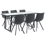 7 Piece Dining Set Black Faux Leather