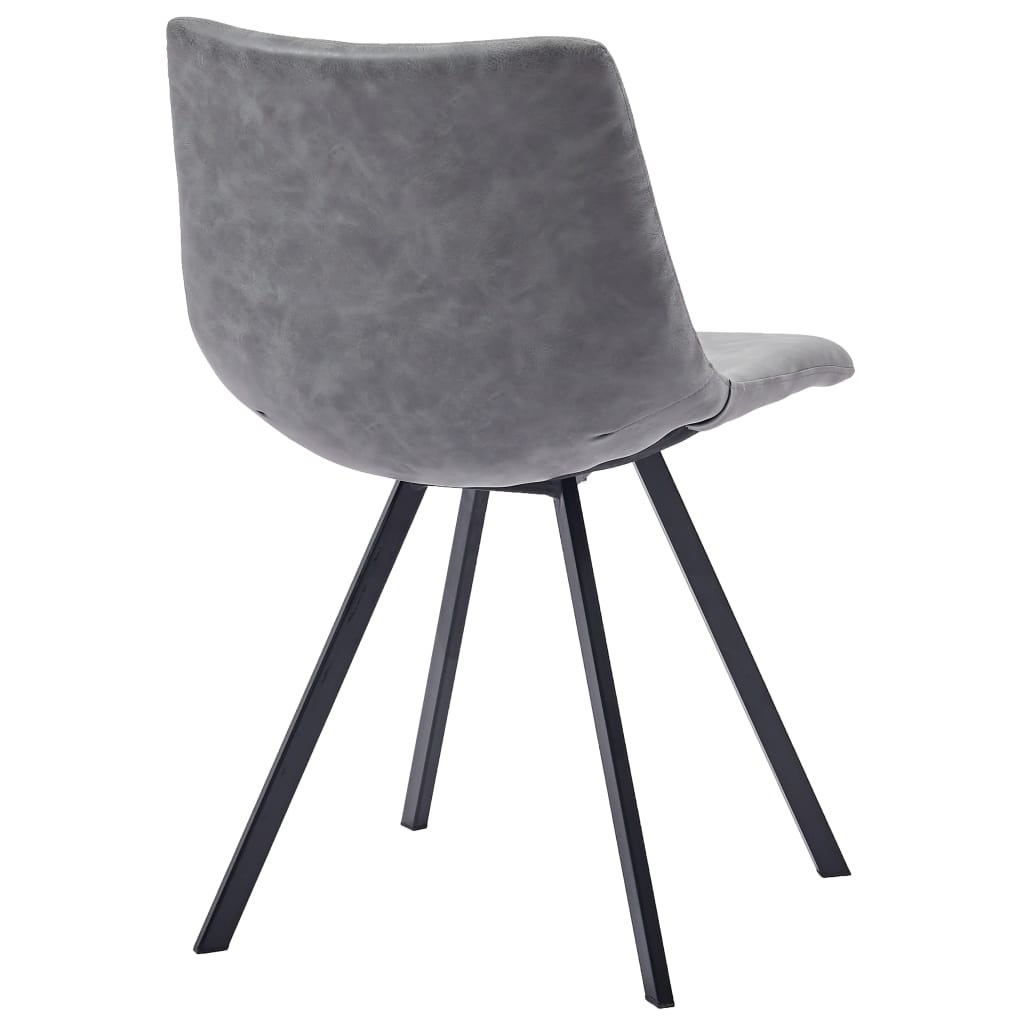 9 Piece Dining Set Grey Faux Leather