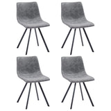 9 Piece Dining Set Grey Faux Leather