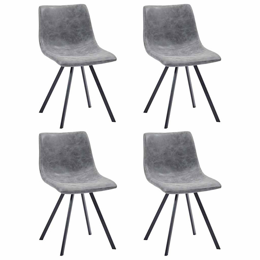 9 Piece Dining Set Grey Faux Leather