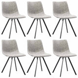 7 Piece Dining Set Light Grey Faux Leather