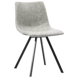 7 Piece Dining Set Light Grey Faux Leather