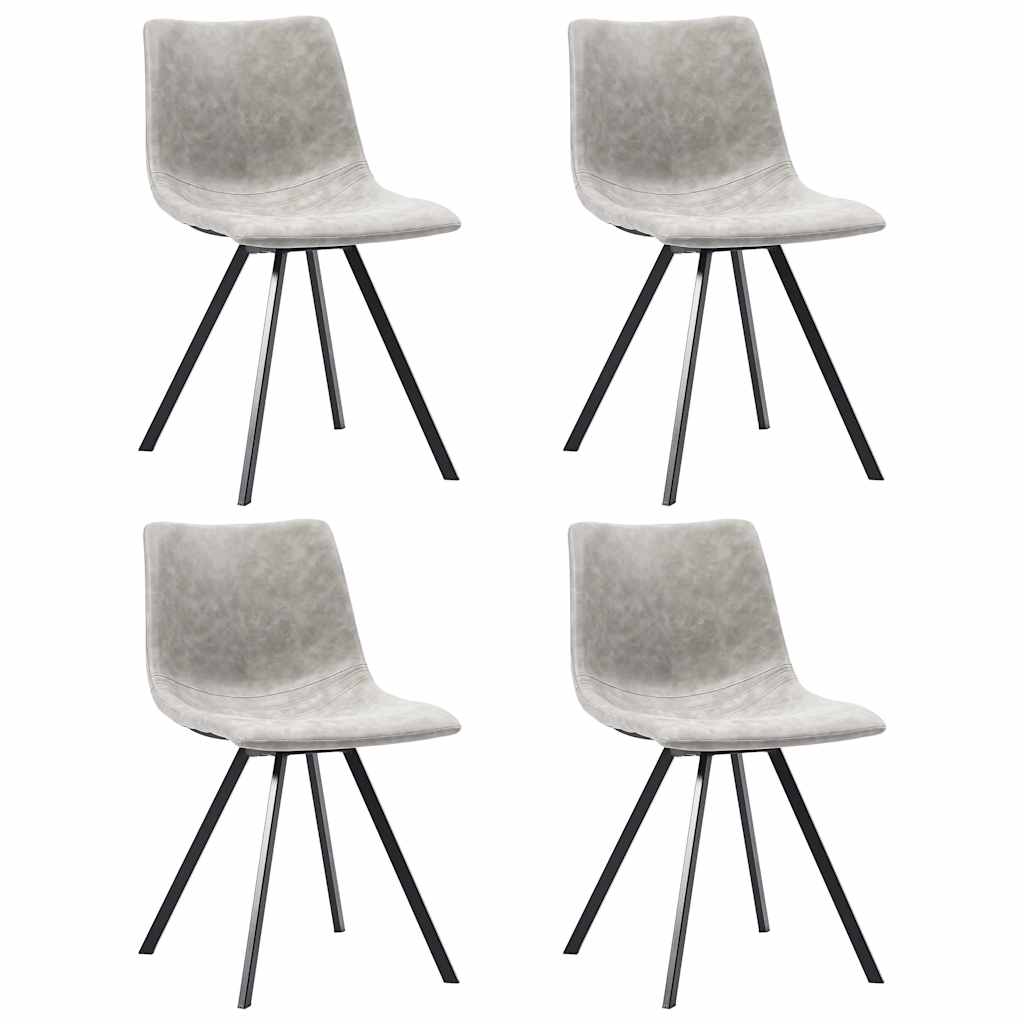 9 Piece Dining Set Light Grey Faux Leather