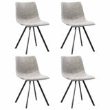 9 Piece Dining Set Light Grey Faux Leather