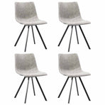 9 Piece Dining Set Light Grey Faux Leather
