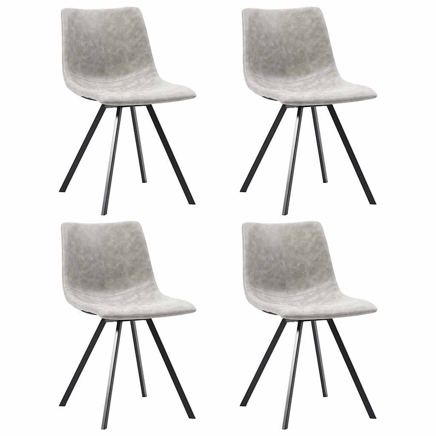 9 Piece Dining Set Light Grey Faux Leather