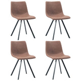 9 Piece Dining Set Medium Brown Faux Leather - Close-Up Angle