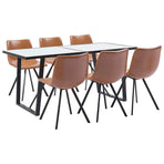 7 Piece Dining Set Cognac Faux Leather