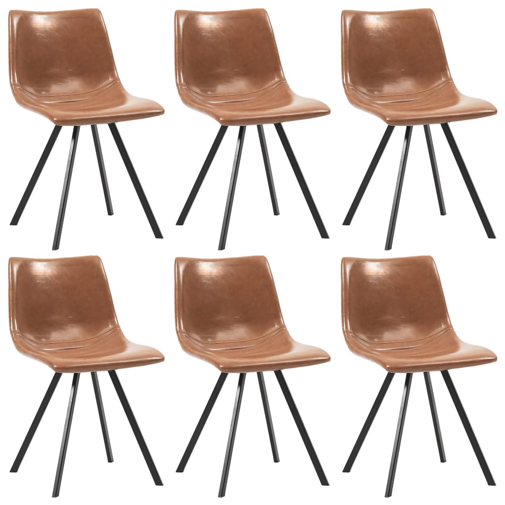 7 Piece Dining Set Cognac Faux Leather